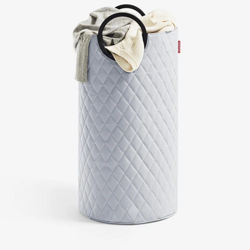 Cesto per biancheria trapuntato grigio chiaro con maniglie, da 65 litri